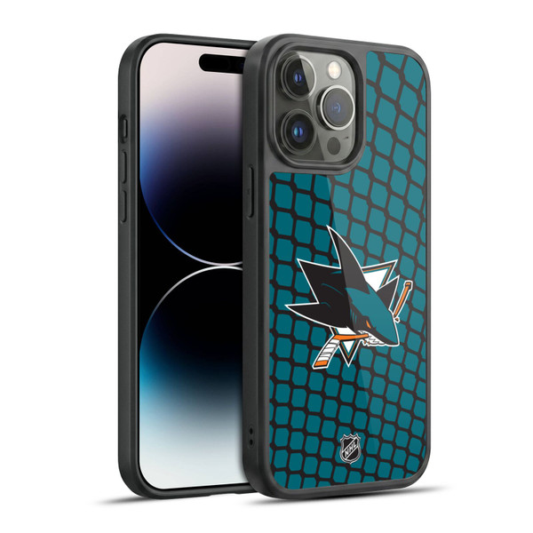 NHL San Jose Sharks Net Pattern Gel Armour Case For Apple iPhone 14 Pro Max