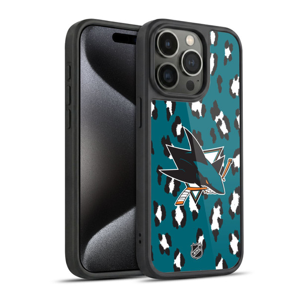 NHL San Jose Sharks Leopard Pattern Gel Armour Case For Apple iPhone 15 Pro