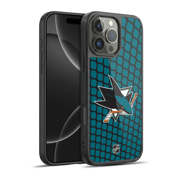 NHL San Jose Sharks Net Pattern Gel Armour Case For Apple iPhone 16 Pro Max