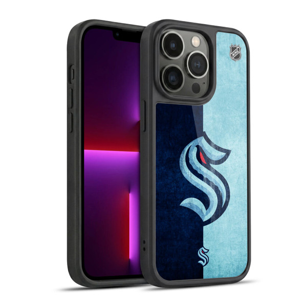 NHL Seattle Kraken Half Distressed Gel Armour Case For Apple iPhone 13 Pro