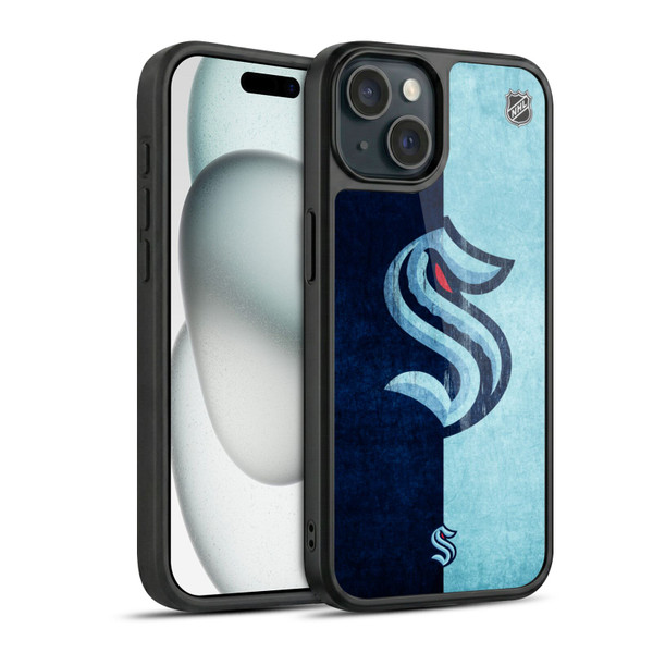 NHL Seattle Kraken Half Distressed Gel Armour Case For Apple iPhone 15