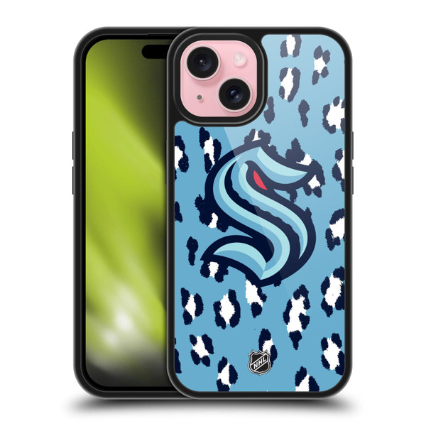NHL Seattle Kraken Leopard Pattern Gel Armour Case For Apple iPhone 15
