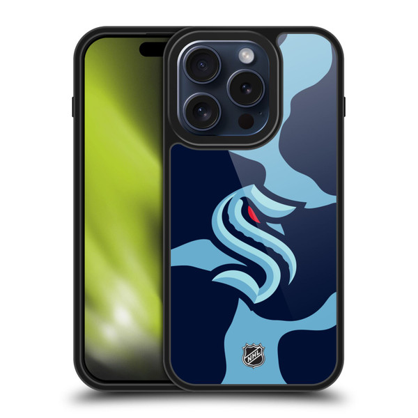 NHL Seattle Kraken Cow Pattern Gel Armour Case For Apple iPhone 15 Pro