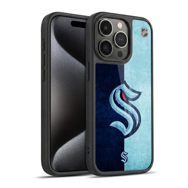 NHL Seattle Kraken Half Distressed Gel Armour Case For Apple iPhone 15 Pro