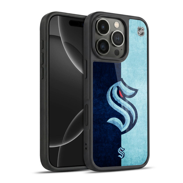 NHL Seattle Kraken Half Distressed Gel Armour Case For Apple iPhone 16 Pro