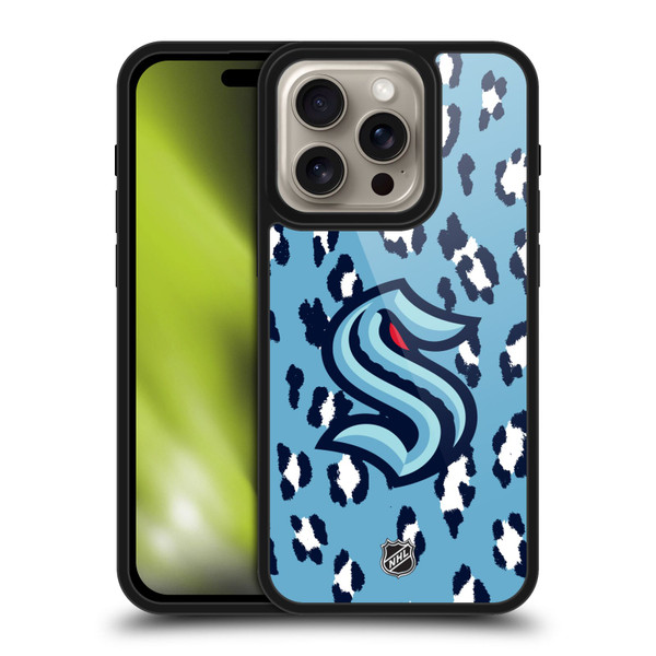 NHL Seattle Kraken Leopard Pattern Gel Armour Case For Apple iPhone 16 Pro