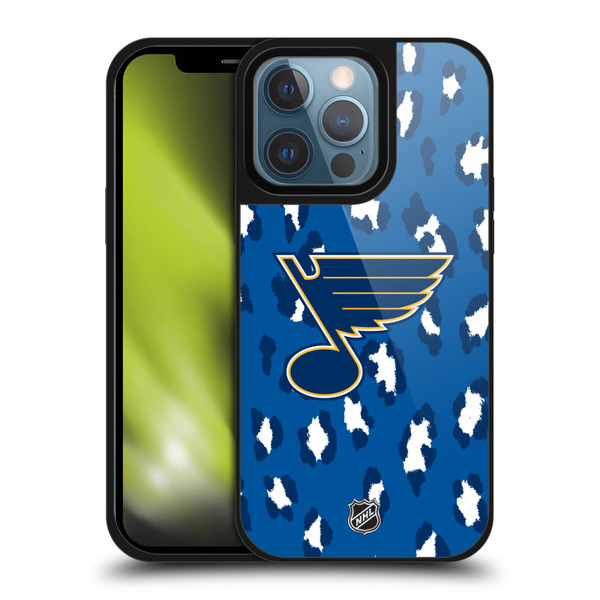 NHL St Louis Blues Leopard Pattern Gel Armour Case For Apple iPhone 13 Pro