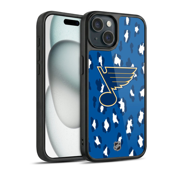 NHL St Louis Blues Leopard Pattern Gel Armour Case For Apple iPhone 15