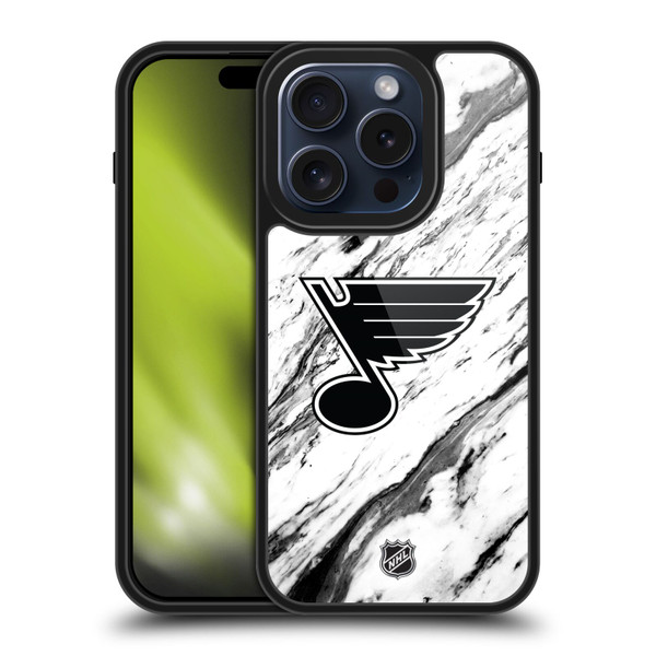 NHL St Louis Blues Marble Gel Armour Case For Apple iPhone 15 Pro