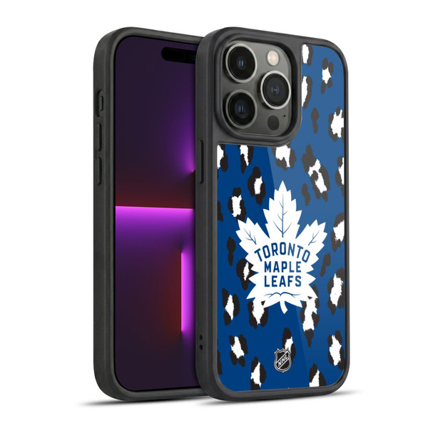 NHL Toronto Maple Leafs Leopard Pattern Gel Armour Case For Apple iPhone 14 Pro