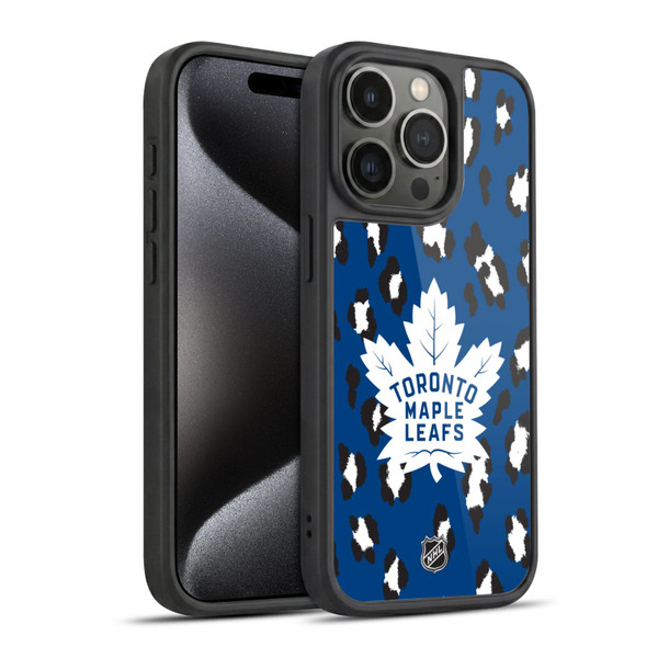 NHL Toronto Maple Leafs Leopard Pattern Gel Armour Case For Apple iPhone 15 Pro