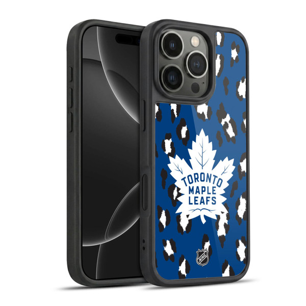 NHL Toronto Maple Leafs Leopard Pattern Gel Armour Case For Apple iPhone 16 Pro