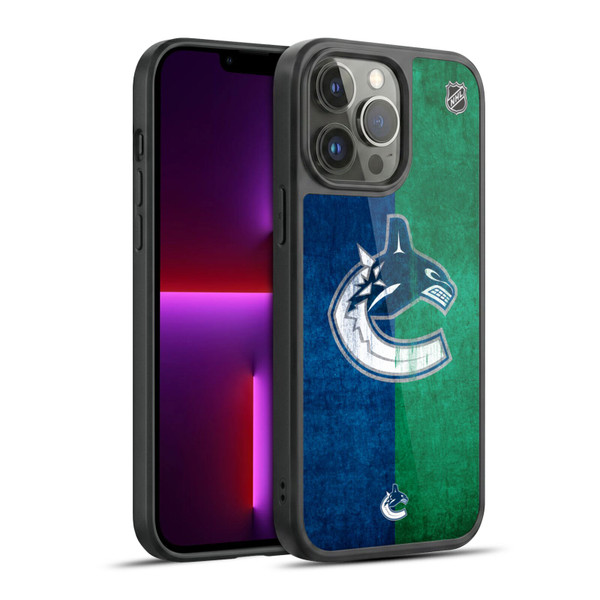 NHL Vancouver Canucks Half Distressed Gel Armour Case For Apple iPhone 13 Pro Max
