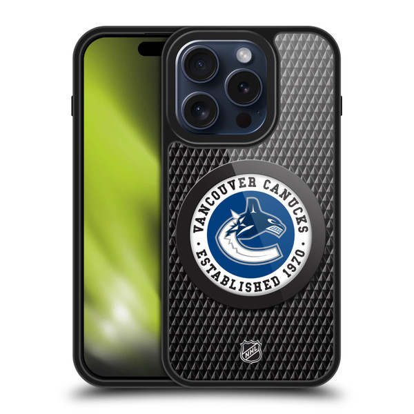 NHL Vancouver Canucks Puck Texture Gel Armour Case For Apple iPhone 15 Pro