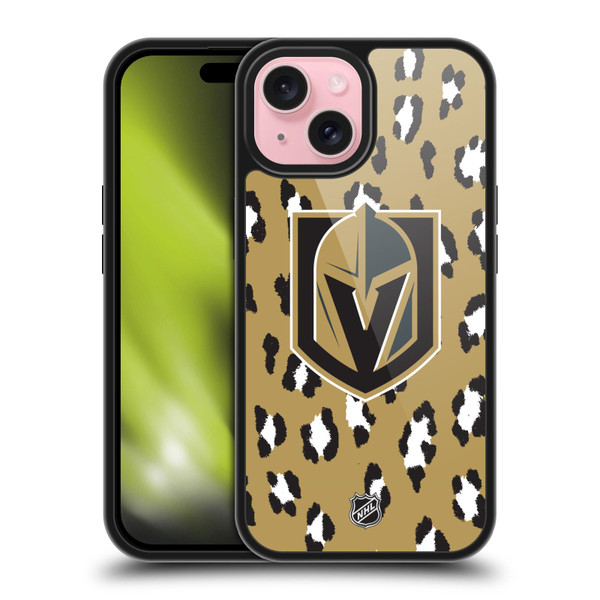 NHL Vegas Golden Knights Leopard Pattern Gel Armour Case For Apple iPhone 15