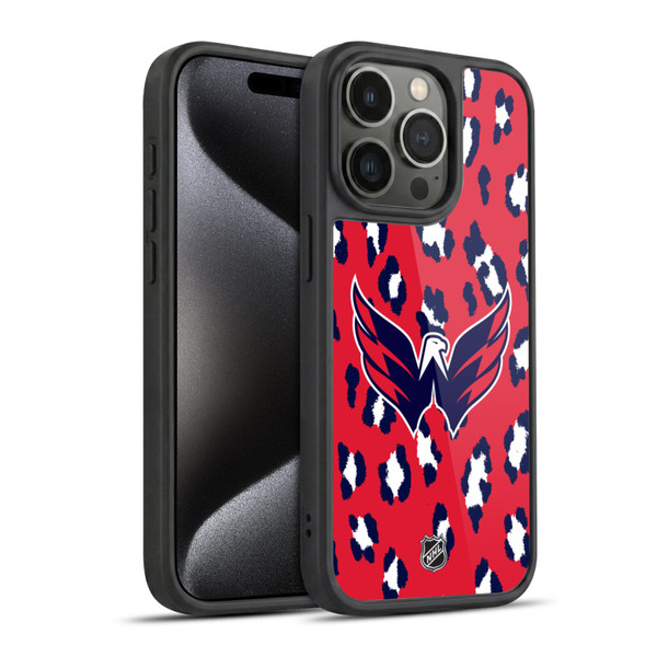 NHL Washington Capitals Leopard Pattern Gel Armour Case For Apple iPhone 15 Pro