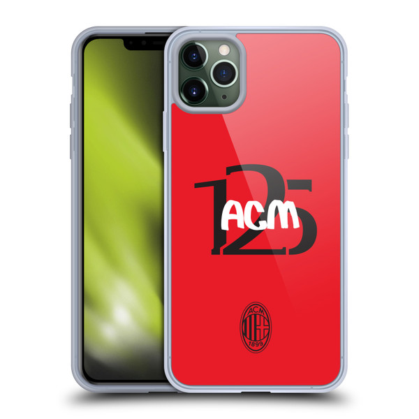 AC Milan 125th Anniversary Typography Soft Gel Case for Apple iPhone 11 Pro Max