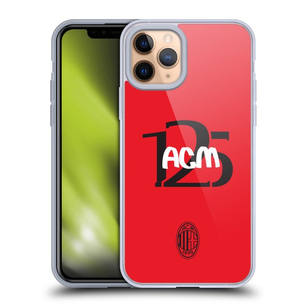 AC Milan 125th Anniversary Typography Soft Gel Case for Apple iPhone 11 Pro