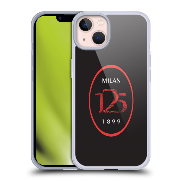 AC Milan 125th Anniversary Black Logo Soft Gel Case for Apple iPhone 13