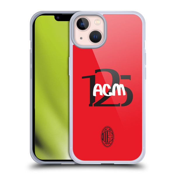 AC Milan 125th Anniversary Typography Soft Gel Case for Apple iPhone 13