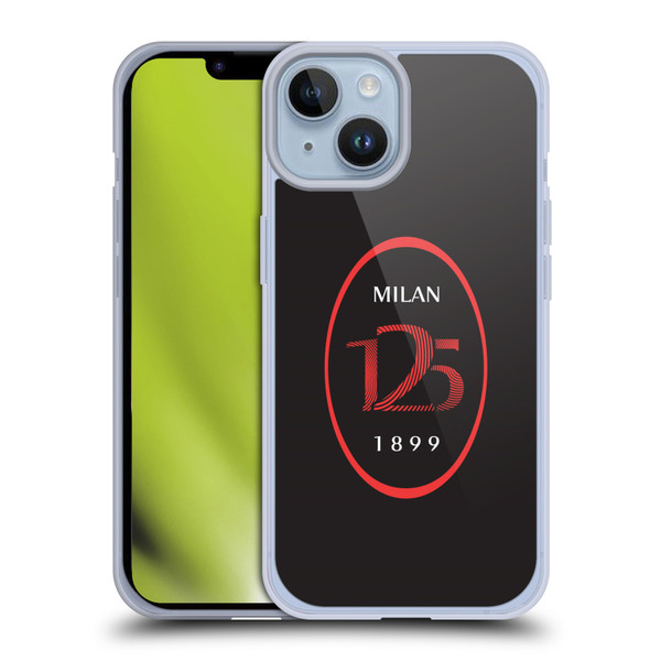 AC Milan 125th Anniversary Black Logo Soft Gel Case for Apple iPhone 14