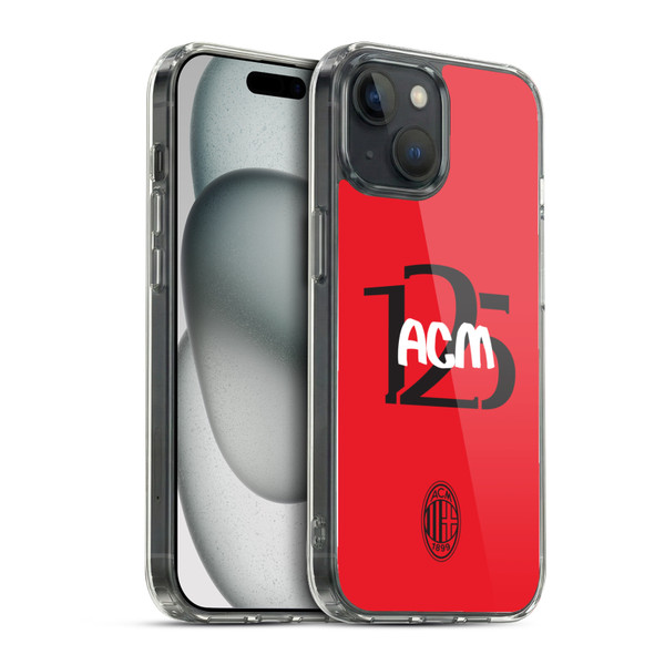 AC Milan 125th Anniversary Typography Soft Gel Case for Apple iPhone 15 & MagSafe