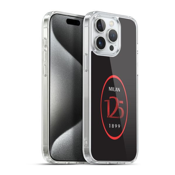 AC Milan 125th Anniversary Black Logo Soft Gel Case for Apple iPhone 15 Pro Max & MagSafe