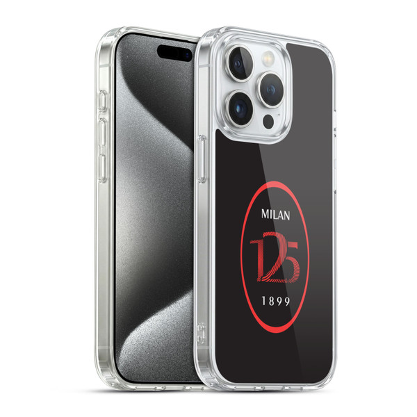 AC Milan 125th Anniversary Black Logo Soft Gel Case for Apple iPhone 15 Pro & MagSafe