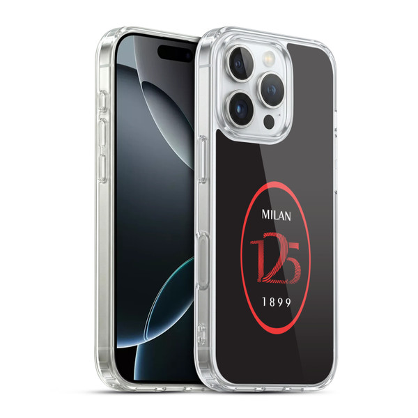 AC Milan 125th Anniversary Black Logo Soft Gel Case for Apple iPhone 16 Pro & MagSafe