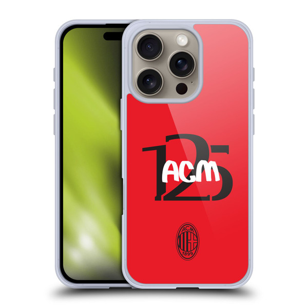 AC Milan 125th Anniversary Typography Soft Gel Case for Apple iPhone 16 Pro