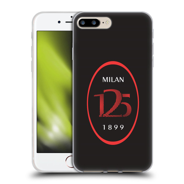 AC Milan 125th Anniversary Black Logo Soft Gel Case for Apple iPhone 7 Plus / iPhone 8 Plus