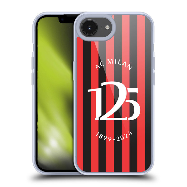 AC Milan 125th Anniversary Red And Black Stripes Soft Gel Case for Apple iPhone 16e