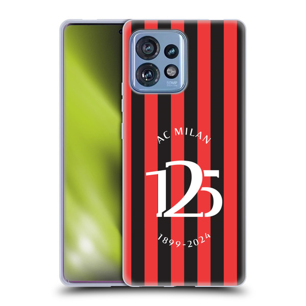 AC Milan 125th Anniversary Red And Black Stripes Soft Gel Case for Motorola Moto Edge 40 Pro/Plus 2023
