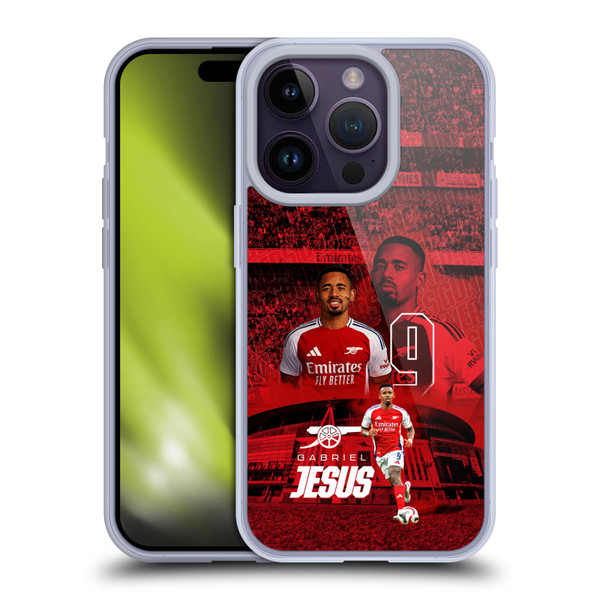 Arsenal FC 2024/25 First Team Gabriel Jesus Soft Gel Case for Apple iPhone 14 Pro