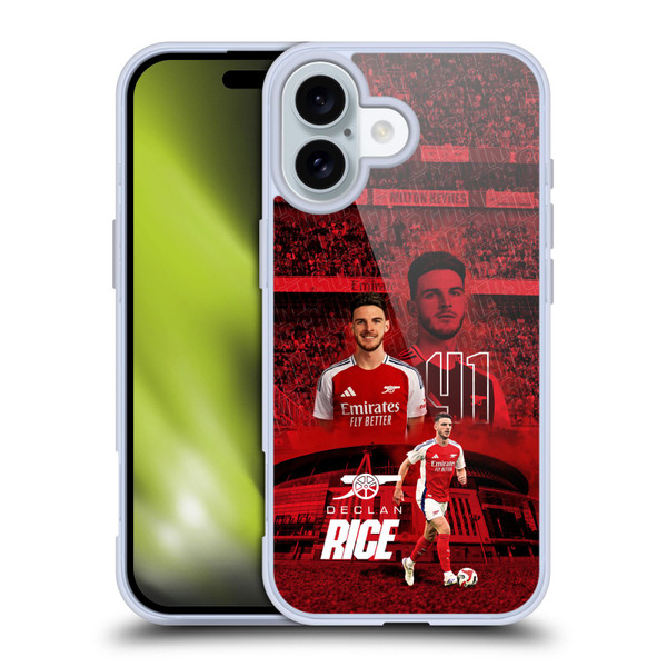 Arsenal FC 2024/25 First Team Declan Rice Soft Gel Case for Apple iPhone 16