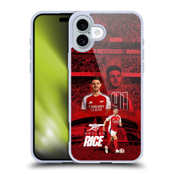 Arsenal FC 2024/25 First Team Declan Rice Soft Gel Case for Apple iPhone 16 Plus