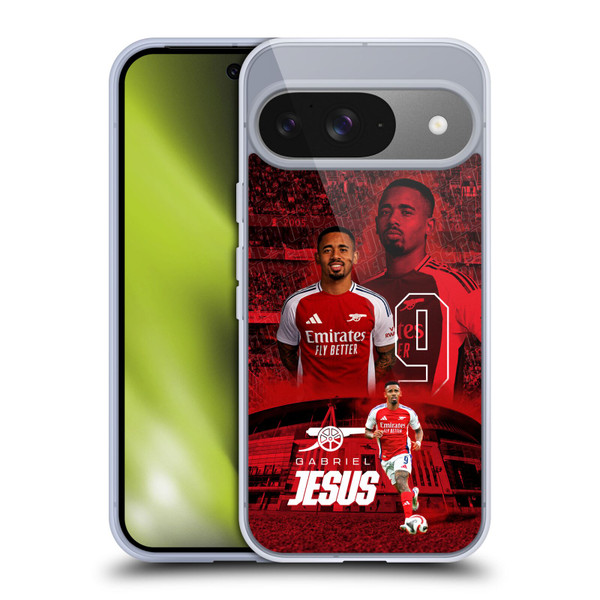 Arsenal FC 2024/25 First Team Gabriel Jesus Soft Gel Case for Google Pixel 9 / Pixel 9 Pro