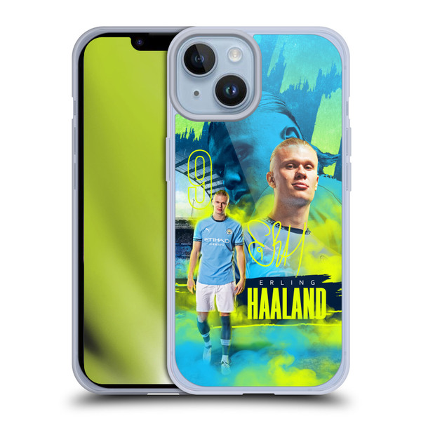 Manchester City Man City FC 2024/25 First Team Erling Haaland Soft Gel Case for Apple iPhone 14