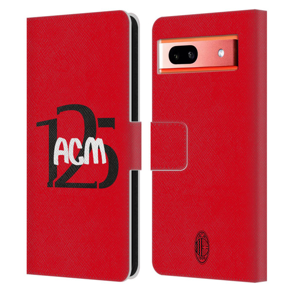 AC Milan 125th Anniversary Typography Leather Book Wallet Case Cover For Google Pixel 7a
