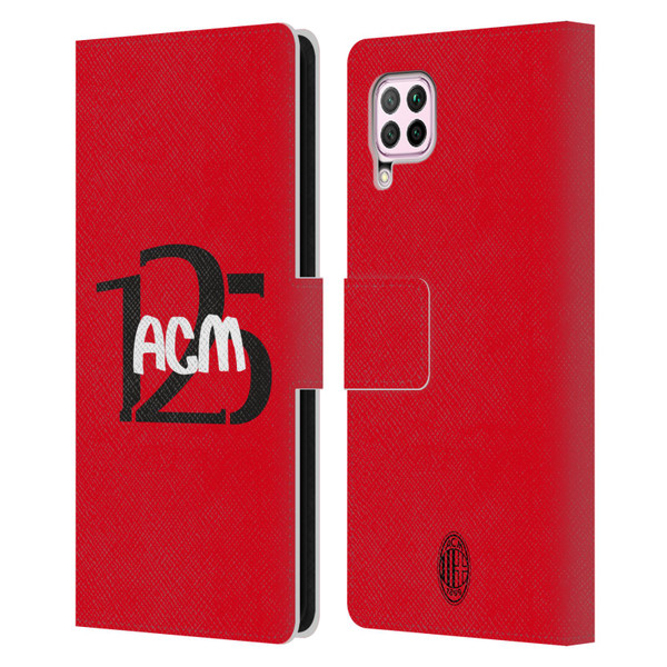 AC Milan 125th Anniversary Typography Leather Book Wallet Case Cover For Huawei Nova 6 SE / P40 Lite