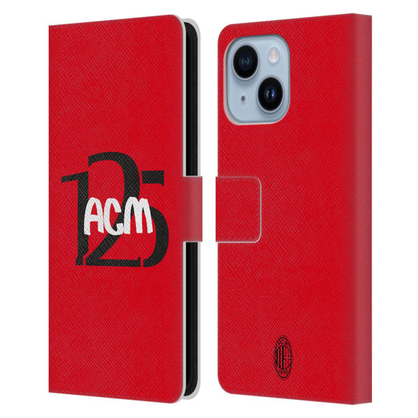 AC Milan 125th Anniversary Typography Leather Book Wallet Case Cover For Apple iPhone 14 Plus