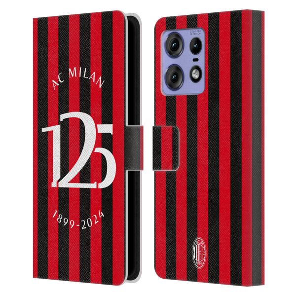 AC Milan 125th Anniversary Red And Black Stripes Leather Book Wallet Case Cover For Motorola Edge 50 Pro AC Milan 125th Anniversary Red And Black Stripes Leather Book Wallet Case Cover For Motorola Edge 50 Pro