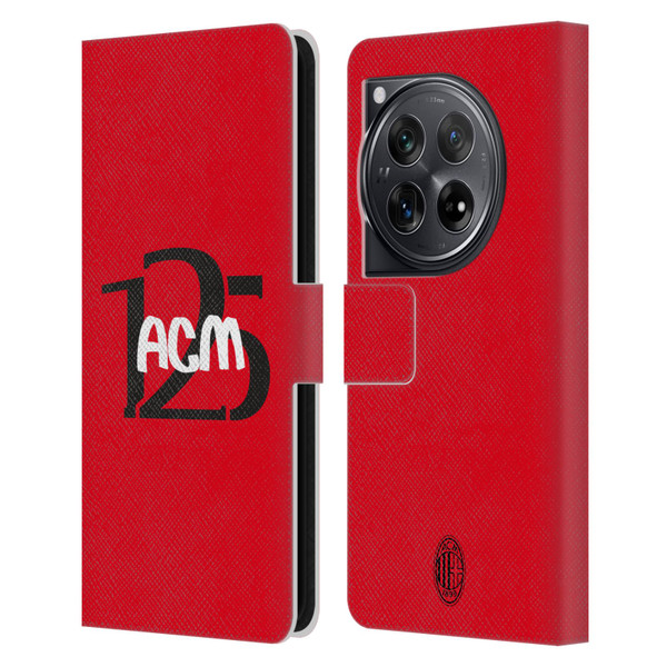 AC Milan 125th Anniversary Typography Leather Book Wallet Case Cover For OnePlus 12
