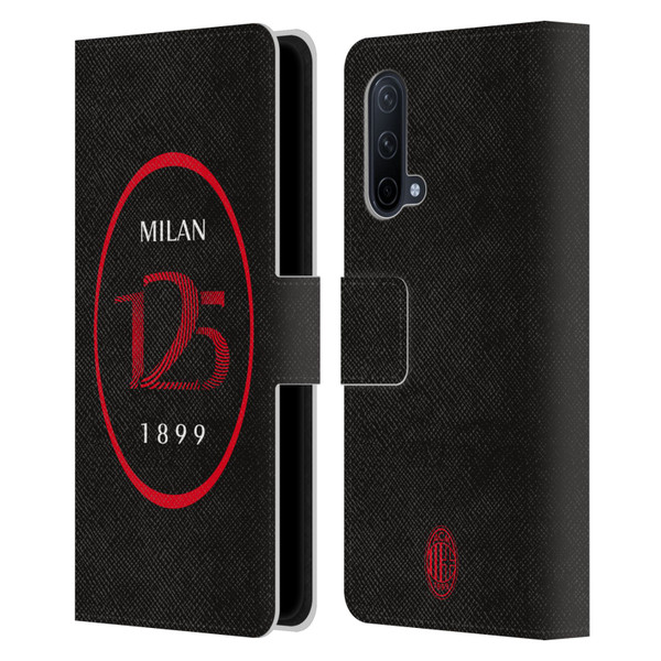 AC Milan 125th Anniversary Black Logo Leather Book Wallet Case Cover For OnePlus Nord CE 5G