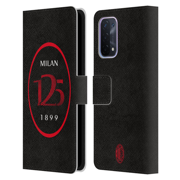 AC Milan 125th Anniversary Black Logo Leather Book Wallet Case Cover For OPPO A54 5G