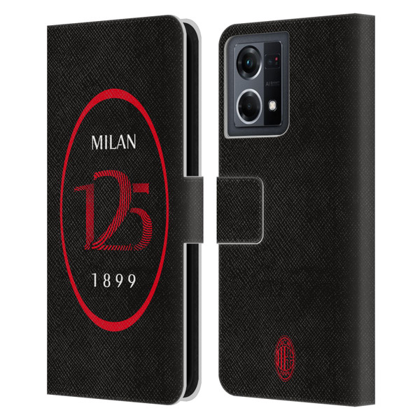 AC Milan 125th Anniversary Black Logo Leather Book Wallet Case Cover For OPPO Reno8 4G