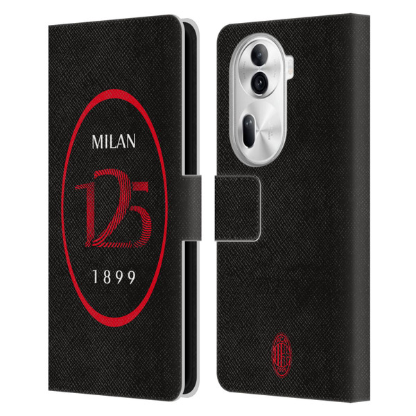 AC Milan 125th Anniversary Black Logo Leather Book Wallet Case Cover For OPPO Reno11