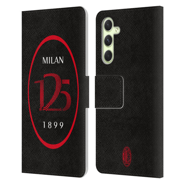 AC Milan 125th Anniversary Black Logo Leather Book Wallet Case Cover For Samsung Galaxy A54 5G