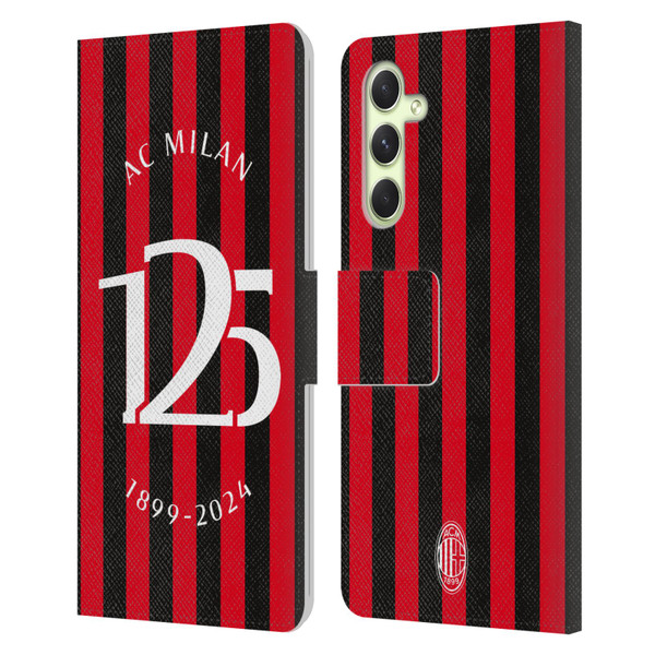 AC Milan 125th Anniversary Red And Black Stripes Leather Book Wallet Case Cover For Samsung Galaxy A54 5G AC Milan 125th Anniversary Red And Black Stripes Leather Book Wallet Case Cover For Samsung Galaxy A54 5G