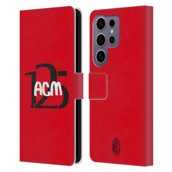 AC Milan 125th Anniversary Typography Leather Book Wallet Case Cover For Samsung Galaxy S25 Ultra